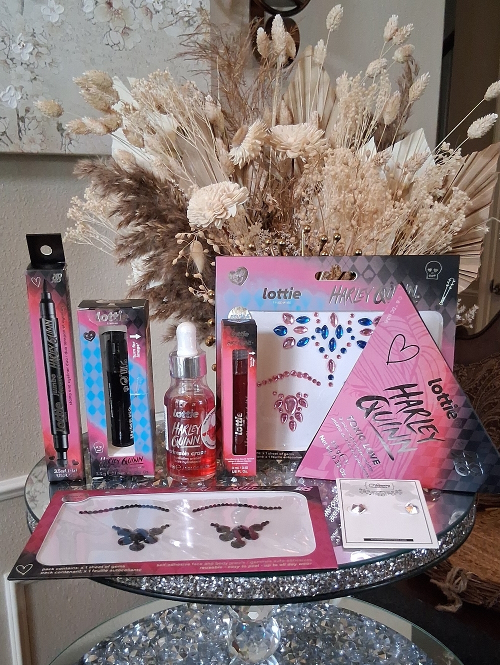 New Harley Quinn Makeup Lot Pink Party Makeup & Face Jewels Set Women's Makeup